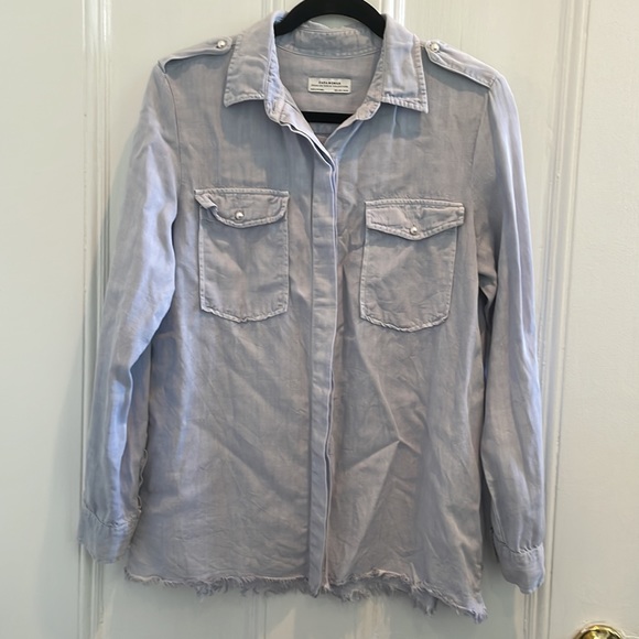 NWOT Zara pearl denim shirt - Picture 5 of 8